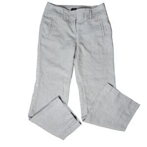 LOFT 100% Linen Pants Marisa Trouser 4 Flare‎ Leg Khaki Color Beige Casual